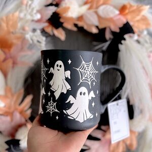 LAST ONE!✨NEW🕸️Cobwebs and Cauldrons Black Speckled Lets Boogie! Ghost Mug👻